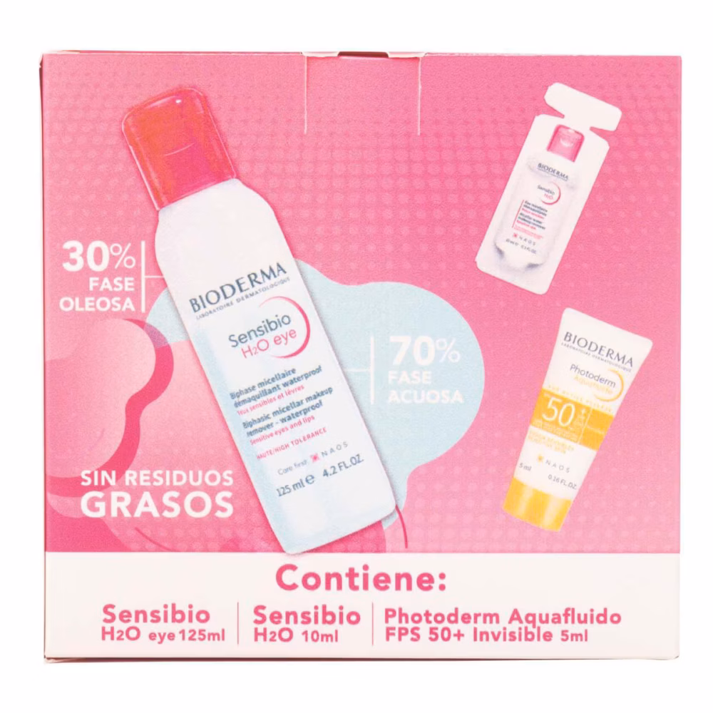 KIT SENSIBIO H2O EYE 125ML+SENSIBIO H2O 10ML+PHOTODERM AQUAFLUIDO NEUTRO 5ML