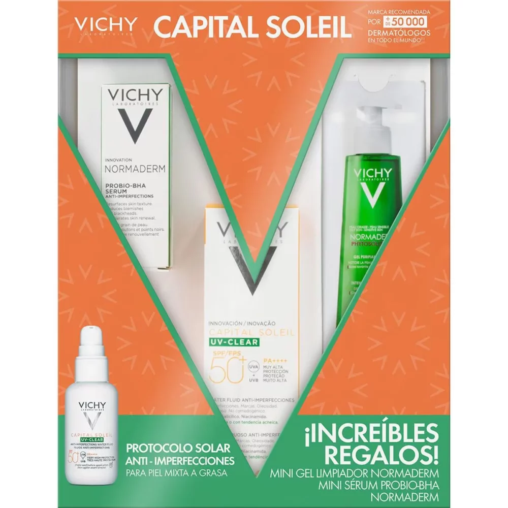 KIT CAPITAL SOLEIL PROTECTOR SOLAR ANTI-IMPERFECCIONES UV-CLEAR FPS50+ 40ML+NORMADERM PROBIO-BHA SERUM 5ML+NORMADERM PHYTOSOLUTION 7ML