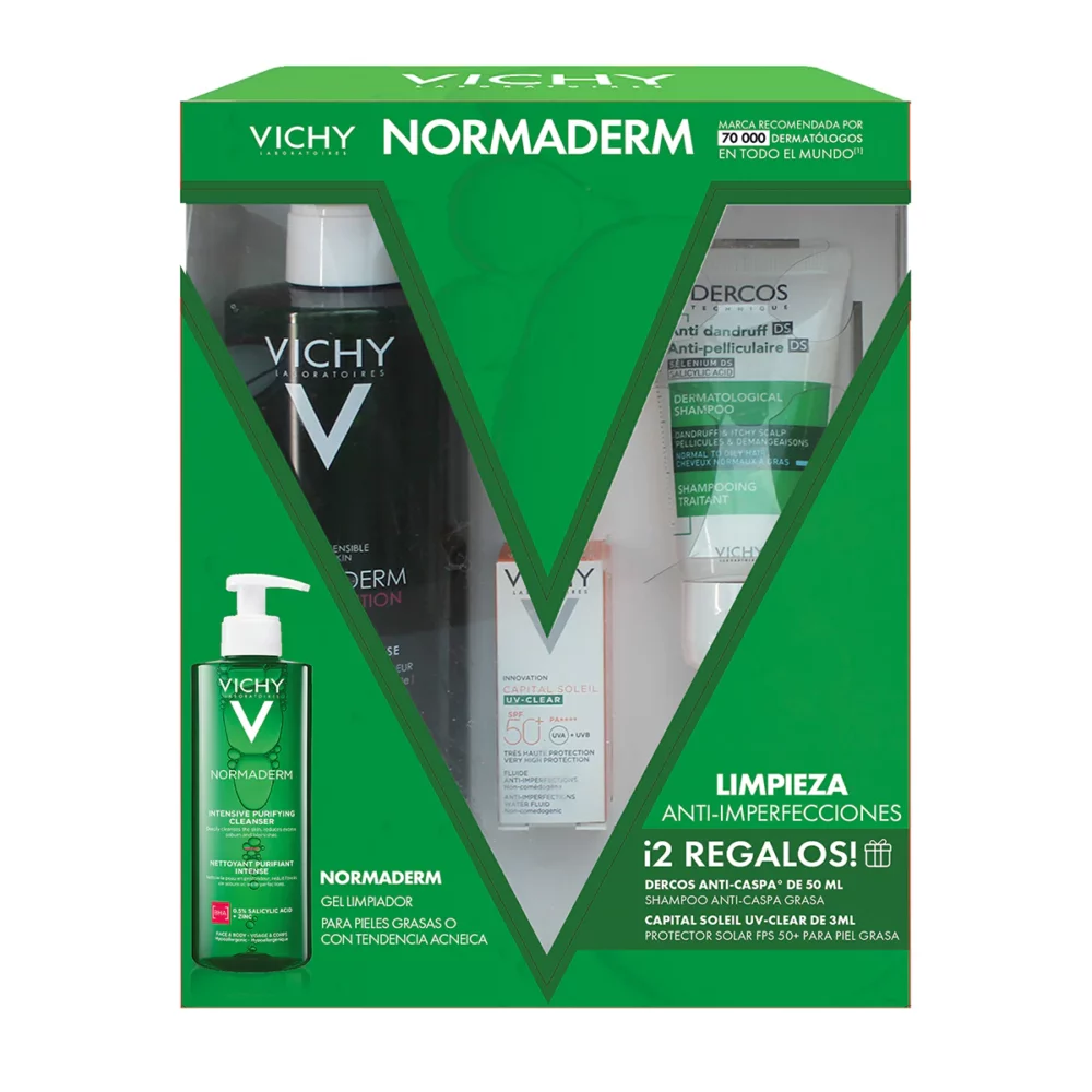 KIT-NORMADERM INTENSIVE PURIFYING CLEANSER 400ML+DERCOS ANTI DANDRUFF 50ML+CAPITAL SOLEIL UV-CLEAR SPF50+ 3ML