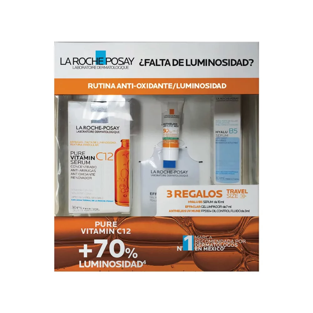 KIT-PURE VITAMIN C12 SERUM 30ML+HYALU B5 SERUM 10ML+ANTHELIOS UV MUNE 400 SPF50+ 3ML+EFFACLAR GEL MOUSSANT PURIFIANT 7ML