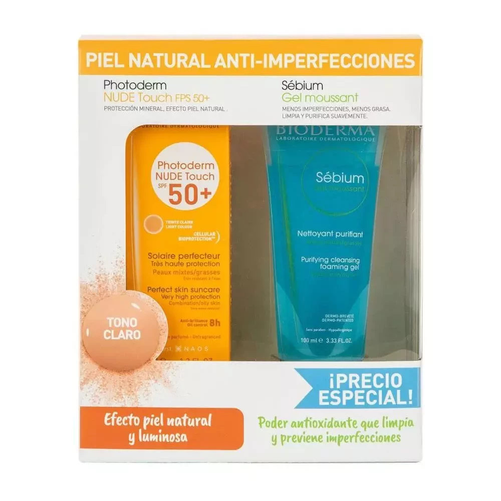 KIT PHOTODERM NUDE CLARO 40ML+SEBIUM GEL 100ML