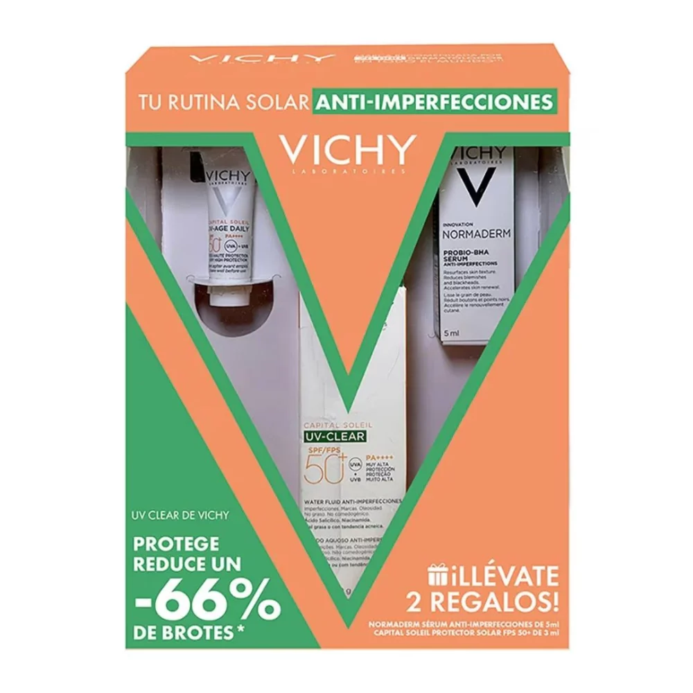 KIT-CAPITAL SOLEIL UV CLEAR SPF50+ 40ML+NORMADERM PROBIO-BHA SERUM 5ML+CAPITAL SOLEIL UV AGE-DAILY 3ML