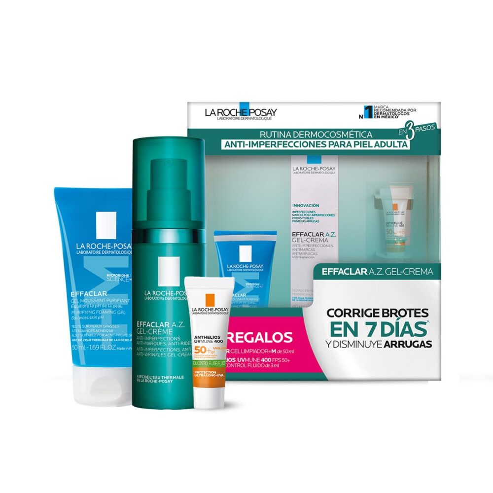 KIT-EFFACLAR A.Z GEL CREMA 40ML+EFFACLAR GEL LIMPIADOR 50ML+ANTHELIOS UV MUNE 400 FPS50+ OIL CONTROL 3ML