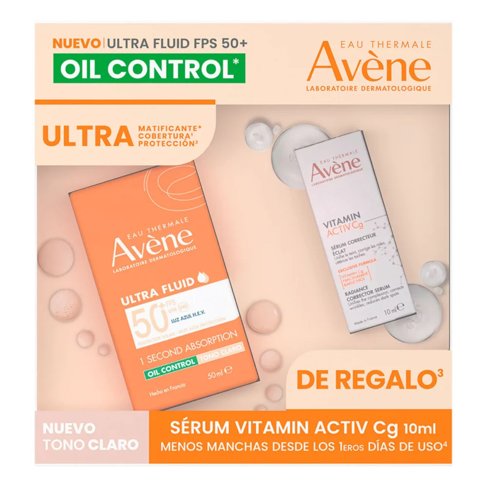 KIT-FLUID OIL CONTROL TONO CLARO SPF50+ 50ML+VITAMIN SERUM ACTIVE CG 10ML