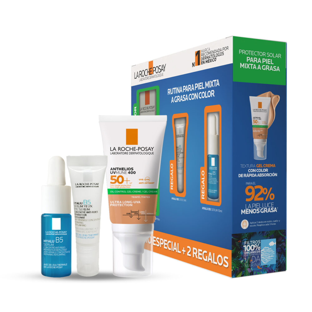 KIT-ANTHELIOS OIL CONTROL GLE-CREMA C/C 50ML+HYALU B5 SERUM OJOS 5ML+HYALU B5 SERUM ANTI-RIDES 10ML