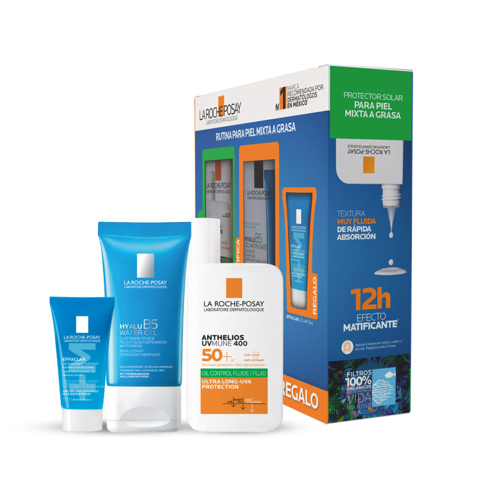 KIT-ANTHELIOS UV MUNE FLUIDO OIL CONTROL 50ML+HYALU B5 GEL MATIFICANTE 40ML+EFFACLAR CREME MOUSSANTE 15ML